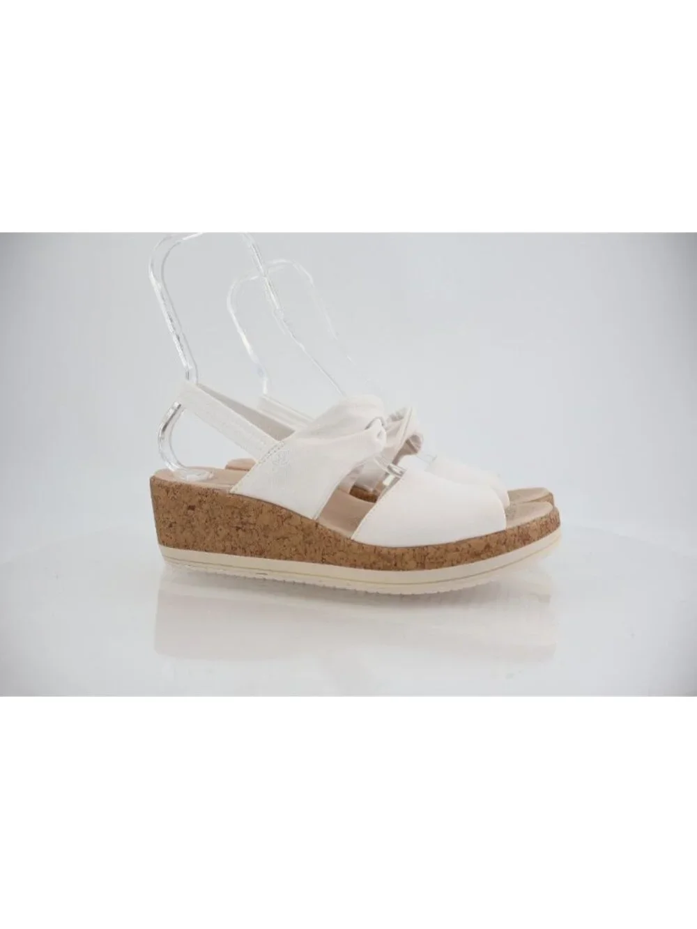 Bzees Women Remix Sandal Size 11 Wedge Heel Slip On WhiteTextile Casual Comfy